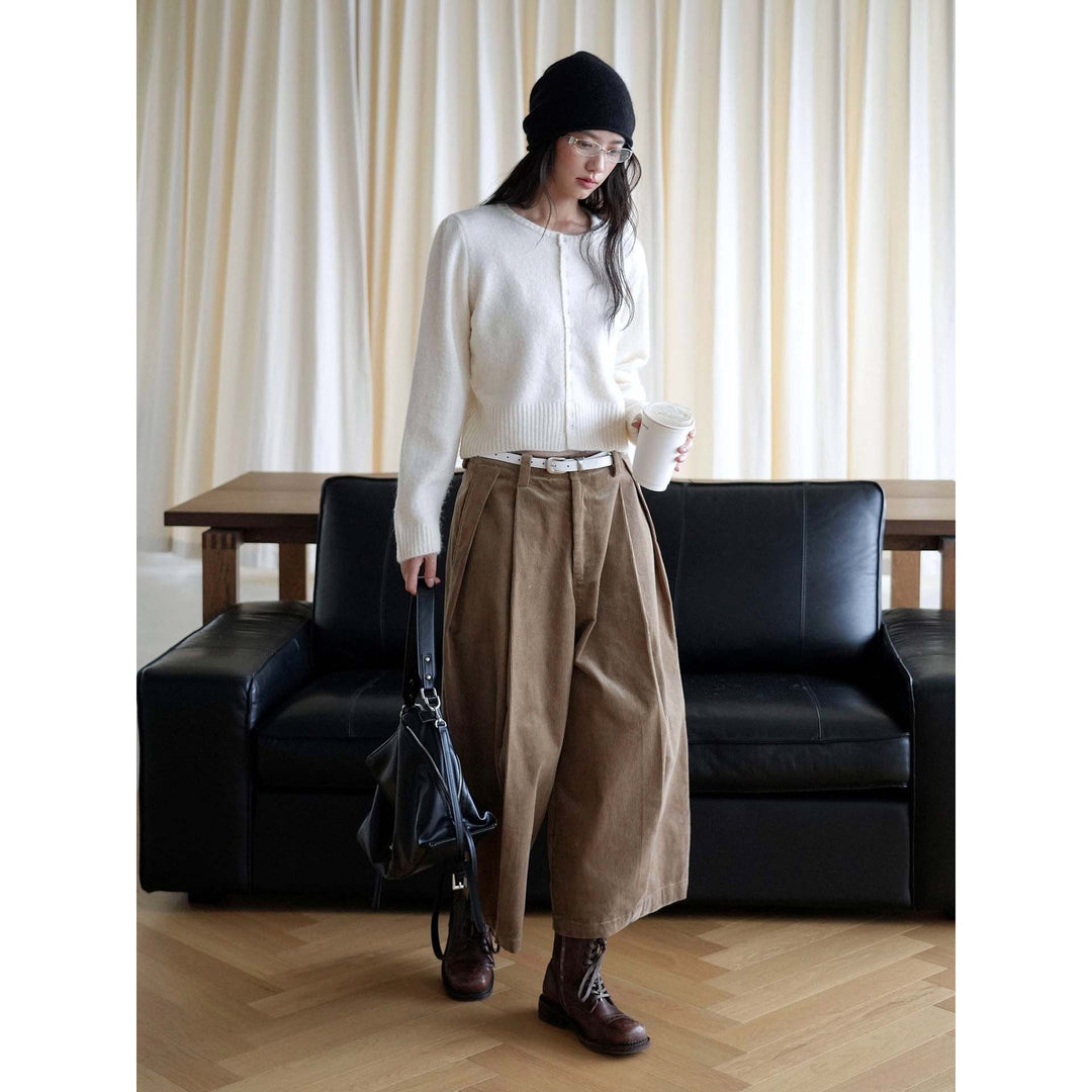 Women Button-Front Short Knit Jacket with Fluffy Texture and Narrow Hem Mune Fashion