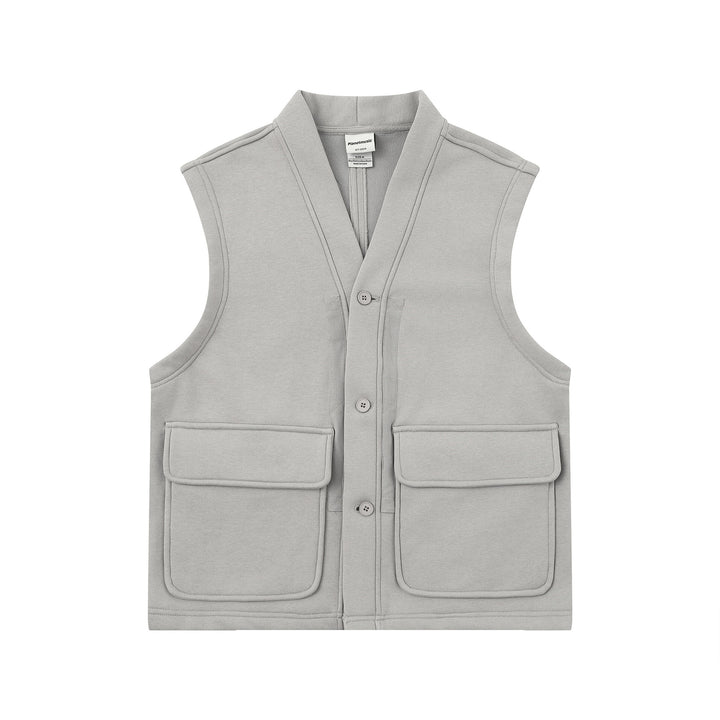 Unisex Utility Vest with V-Neck, large flap pockets and button placket Mune Fashion