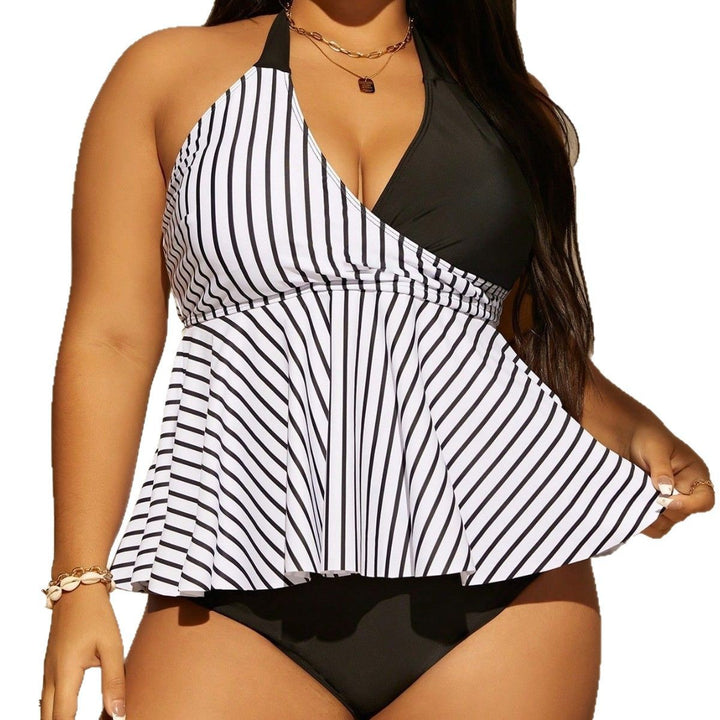 Damen Pflegeleichter Tankini mit gestreiftem Oberteil Echo Archiv