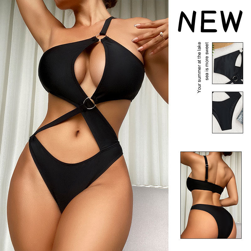 Women's One-Piece Swimsuit with Fashionable Cut-Out Design and Adjustable Straps Mune Fashion