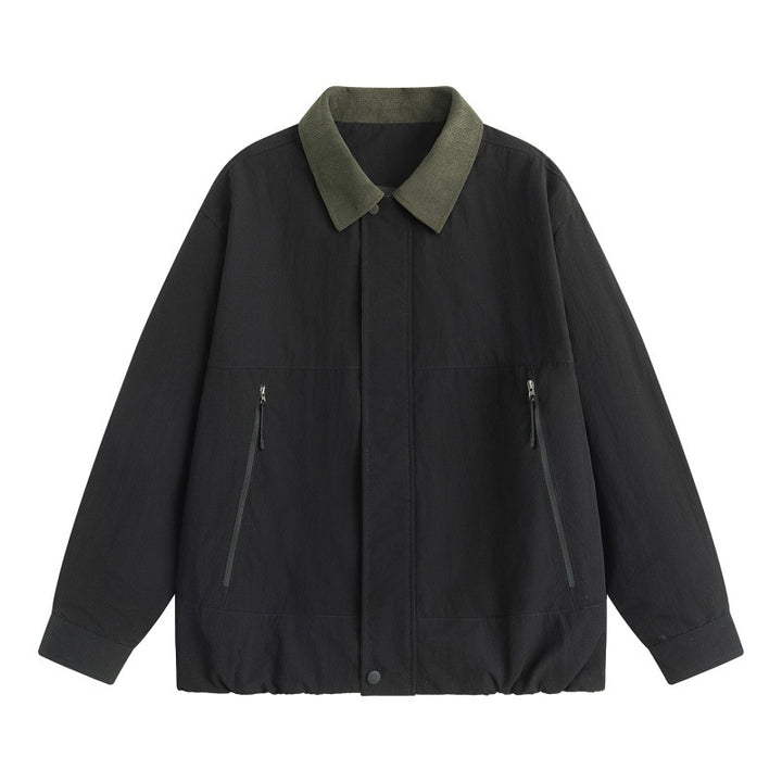 Men's Lightweight Harrington Transition Jacket with Cord Collar, Concealed Snap Button Placket & Zip Pockets Mune Fashion