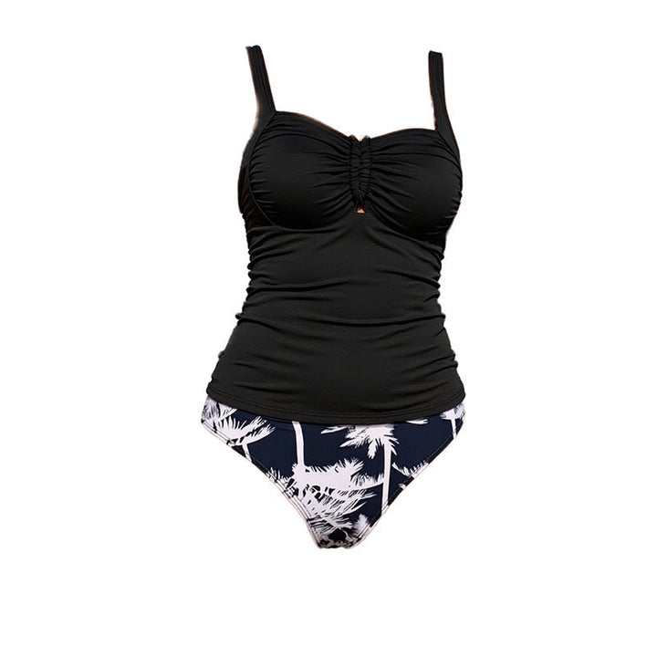 Women's tankini with intricate ruffle details and tropical print Mune Fashion