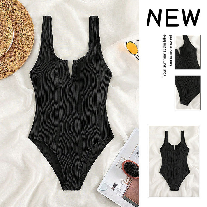 Women's High-Cut Swimsuit with Textured Design Mune Fashion