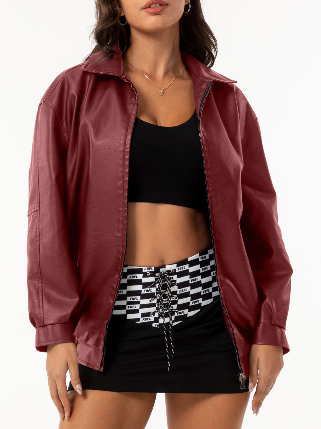 Women nan light satin bomber jacket with zipper and loose fit Mune Fashion