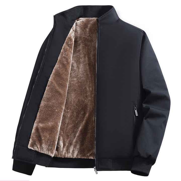 Men's Padded Bomber Jacket with Faux Fur Lining, Stand-Up Collar and Zipper Mune Fashion