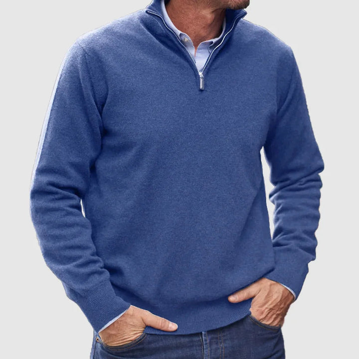 Men's High-Quality Knit Sweater with Stand-Up Collar
