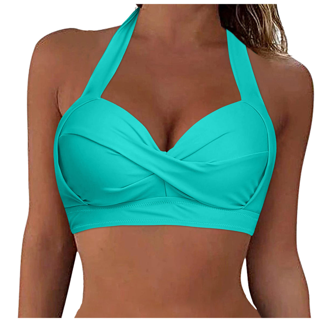 Women's Sporty Bikini Top with Deep Neckline and Halter Design Mune Fashion