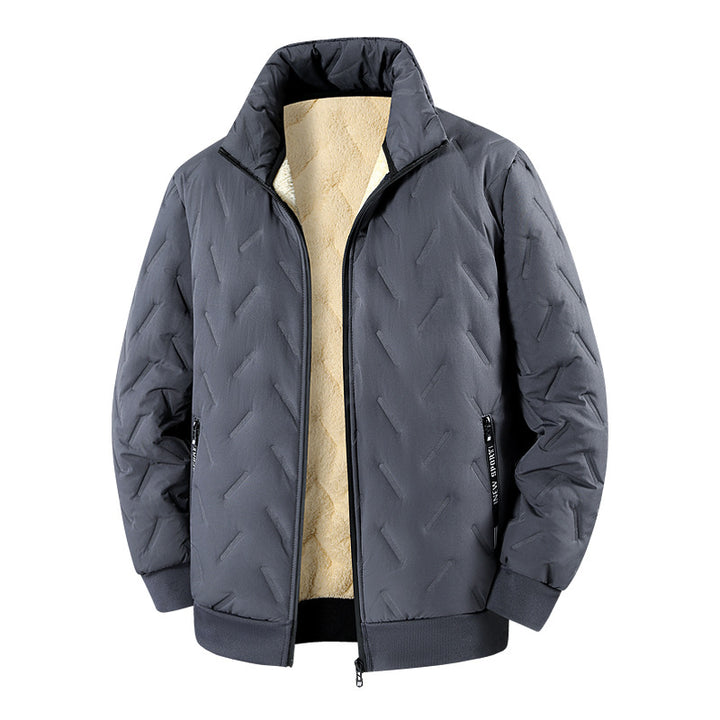 Men's Padded Jacket with Teddy Lining, Stand-up Collar & Zipper Mune Fashion