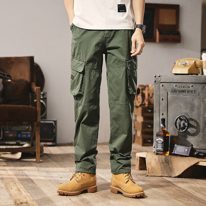 Men's Robust Utility Cargo Pants with Multiple Pockets, Reinforced Knee Panels and Straight Leg Mune Fashion