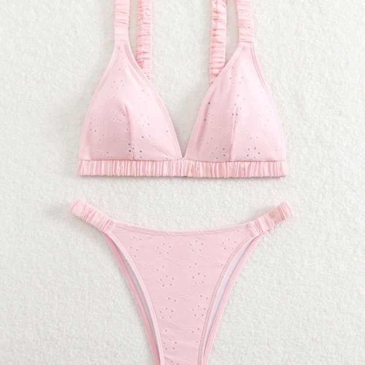Women Triangle Bikini Set with Playful Ruffle Design Mune Fashion