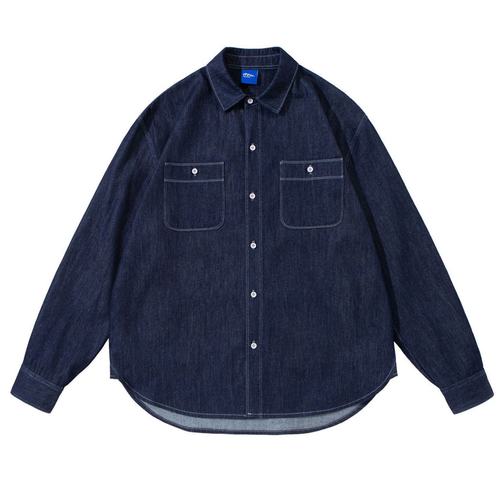Unisex Oversized-Denim-Shirt Jacket with Overlay Chest Pockets Mune Fashion