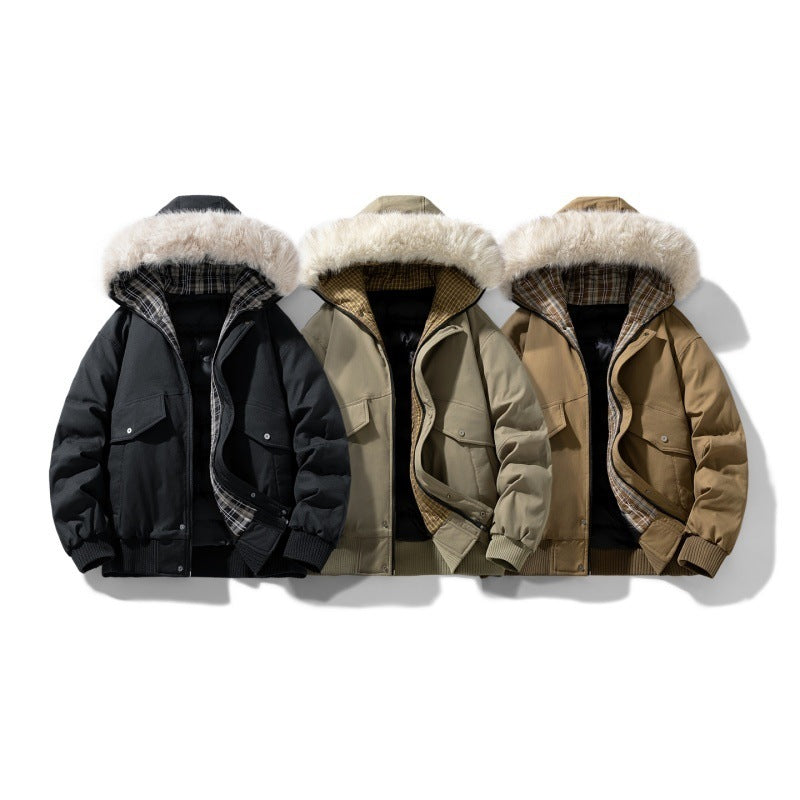 Men's short parka with padded lining, detachable hood, and patch pockets Mune Fashion