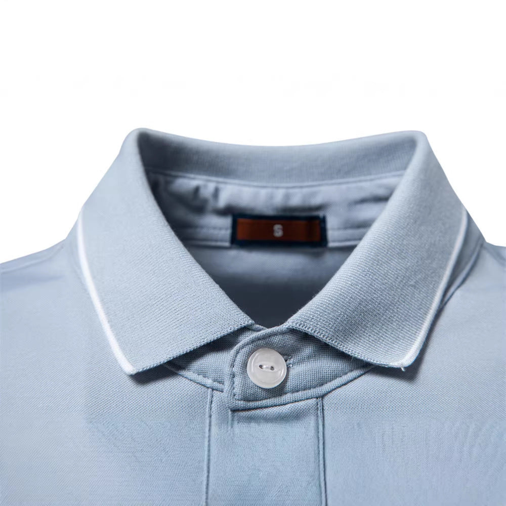 Men's breathable short-sleeved polo shirt made of cotton blend with ribbed hem Mune Fashion