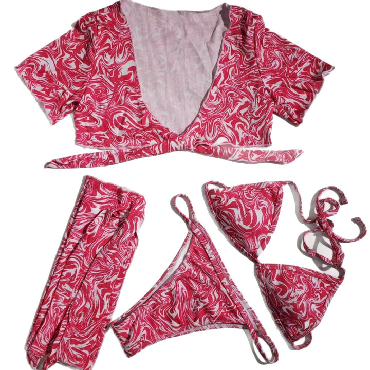 Women's bikini set with short sleeves and playful knot design Mune Fashion
