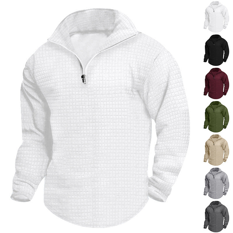 Men's nano thermoregulating waffle half-zip pullover with stand-up collar and rounded hem Mune Fashion