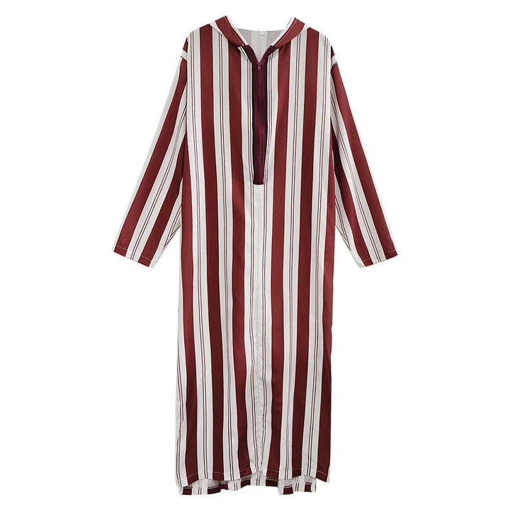 Men's slim hoodie robe with vertical stripe structure zipper and side slits Mune Fashion