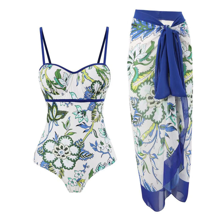 Women's One-Piece Swimsuit with Elegant Wrap Skirt Mune Fashion