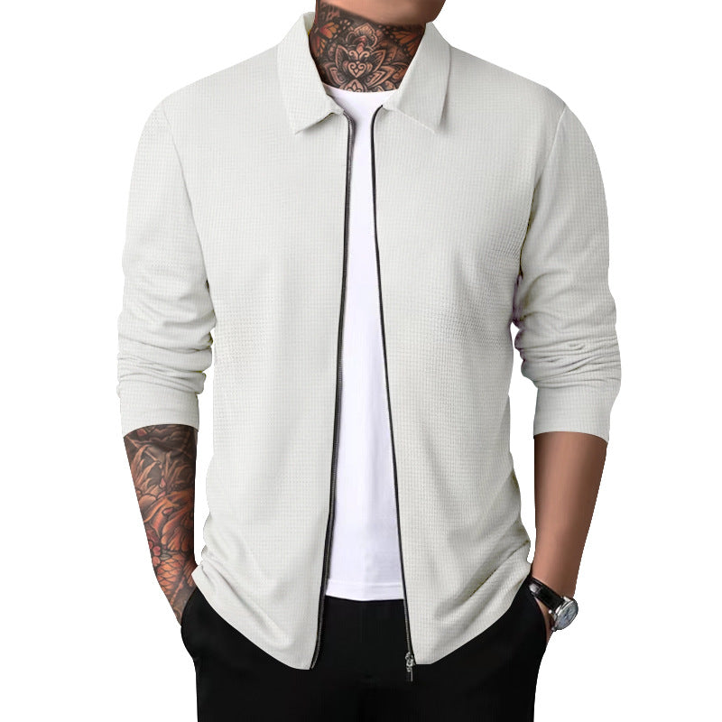 Men's nano structured shirt jacket with waffle structure, full-length zipper and slim fit Mune Fashion