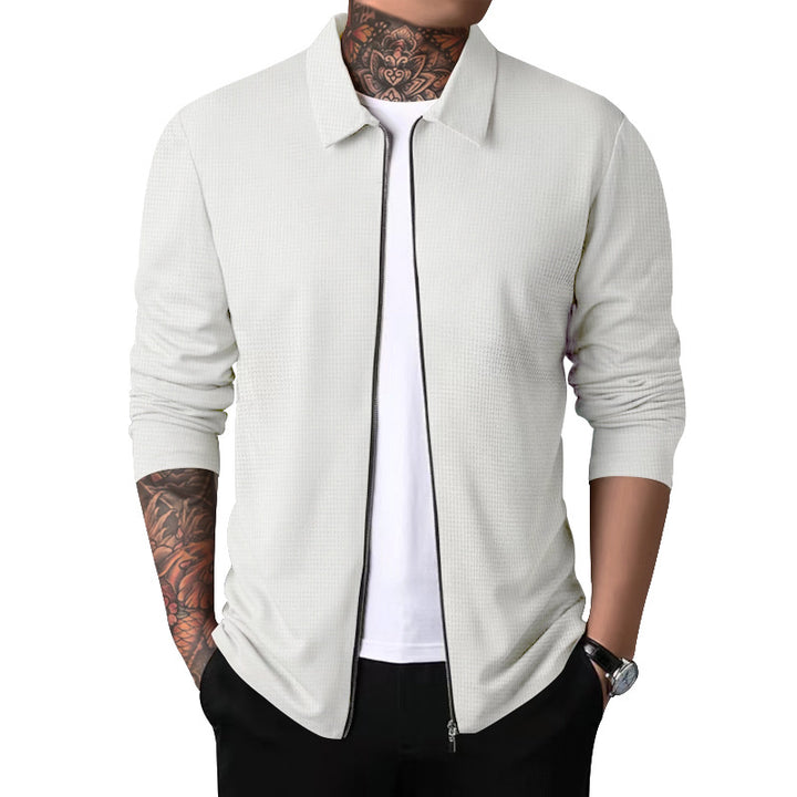 Men's nano structured shirt jacket with waffle structure, full-length zipper and slim fit Mune Fashion