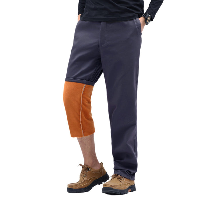 Men's Contrast-Lined Chino Jogger with Turned-Up Fleece Lining and Elastic Waistband Mune Fashion