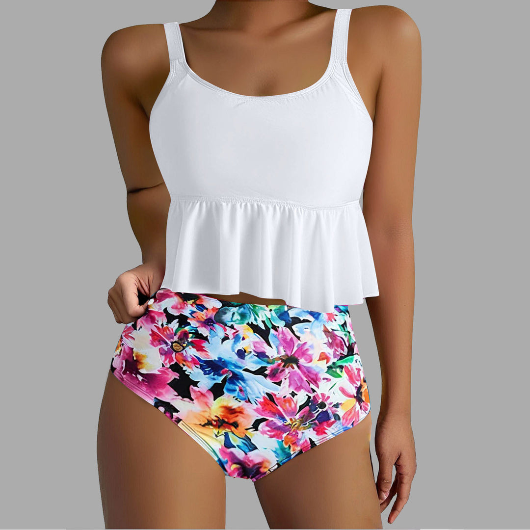 Women's Tankini Set with Flowing Top and High Waist Mune Fashion