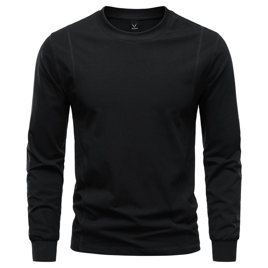 Men's long sleeve shirt made of stretch cotton blend with crew neck and flat seams Mune Fashion