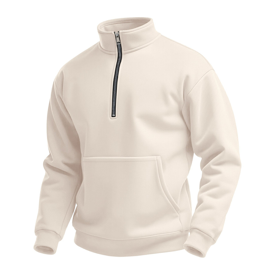 Unisex nan comfortable half-zip pullover with kangaroo pocket and stand-up collar made of structured fleece Mune Fashion