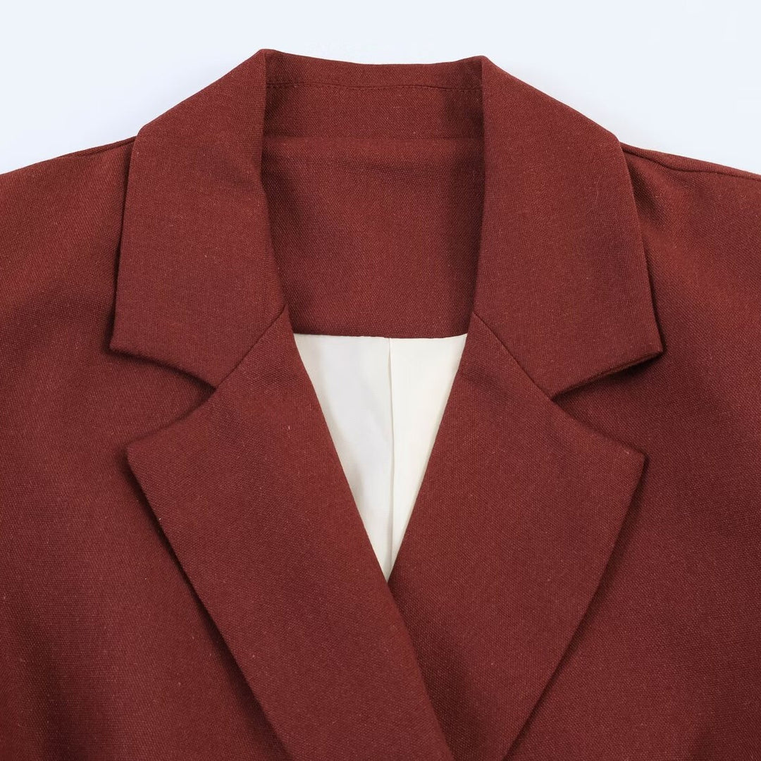 Women's Tailored Wrap Blazer with Lapel Collar and Tied Belt Mune Fashion