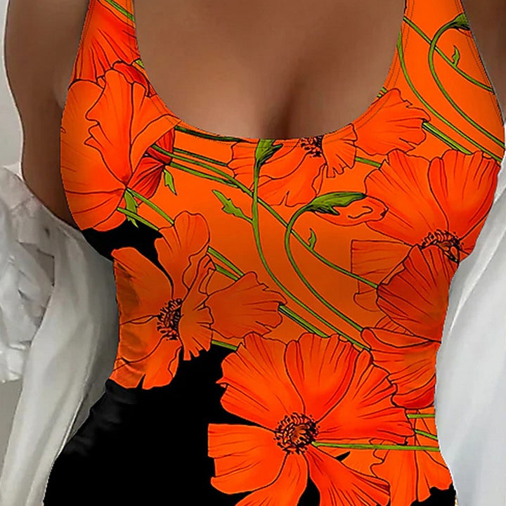 Women's One-Piece Swimsuit with Floral Design Mune Fashion