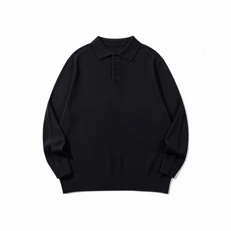 Unisex Boxy Fine Knit Polo Shirt with Henley Placket, Ribbed Cuffs and Raglan Sleeves Mune Fashion