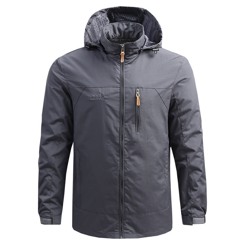 Men's Lightweight Breathable Outdoor Jacket with Hood, Chest Zip and Wind-Resistant Shell Mune Fashion