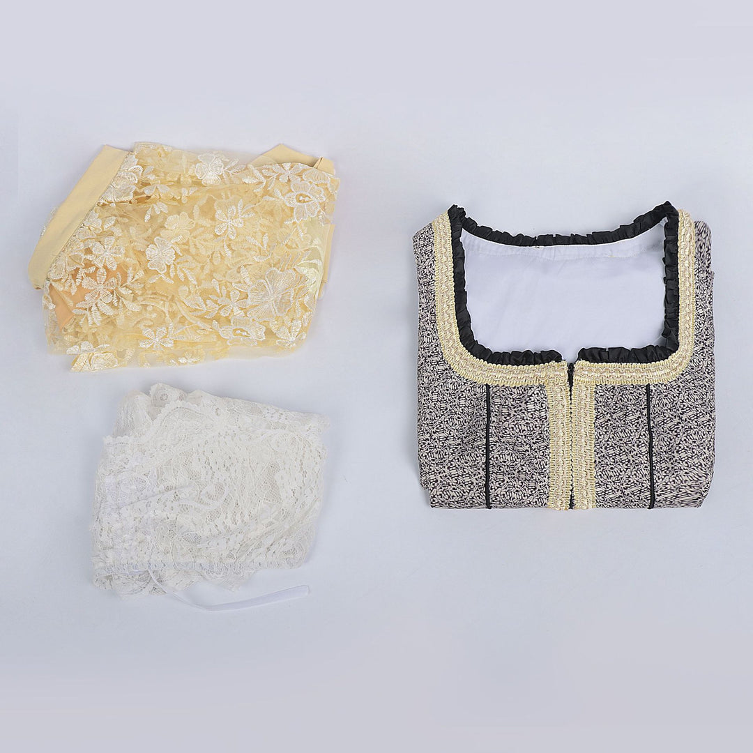 Women's Boucle Top with Square Neck Gold Trim and Ruffle Edge Mune Fashion
