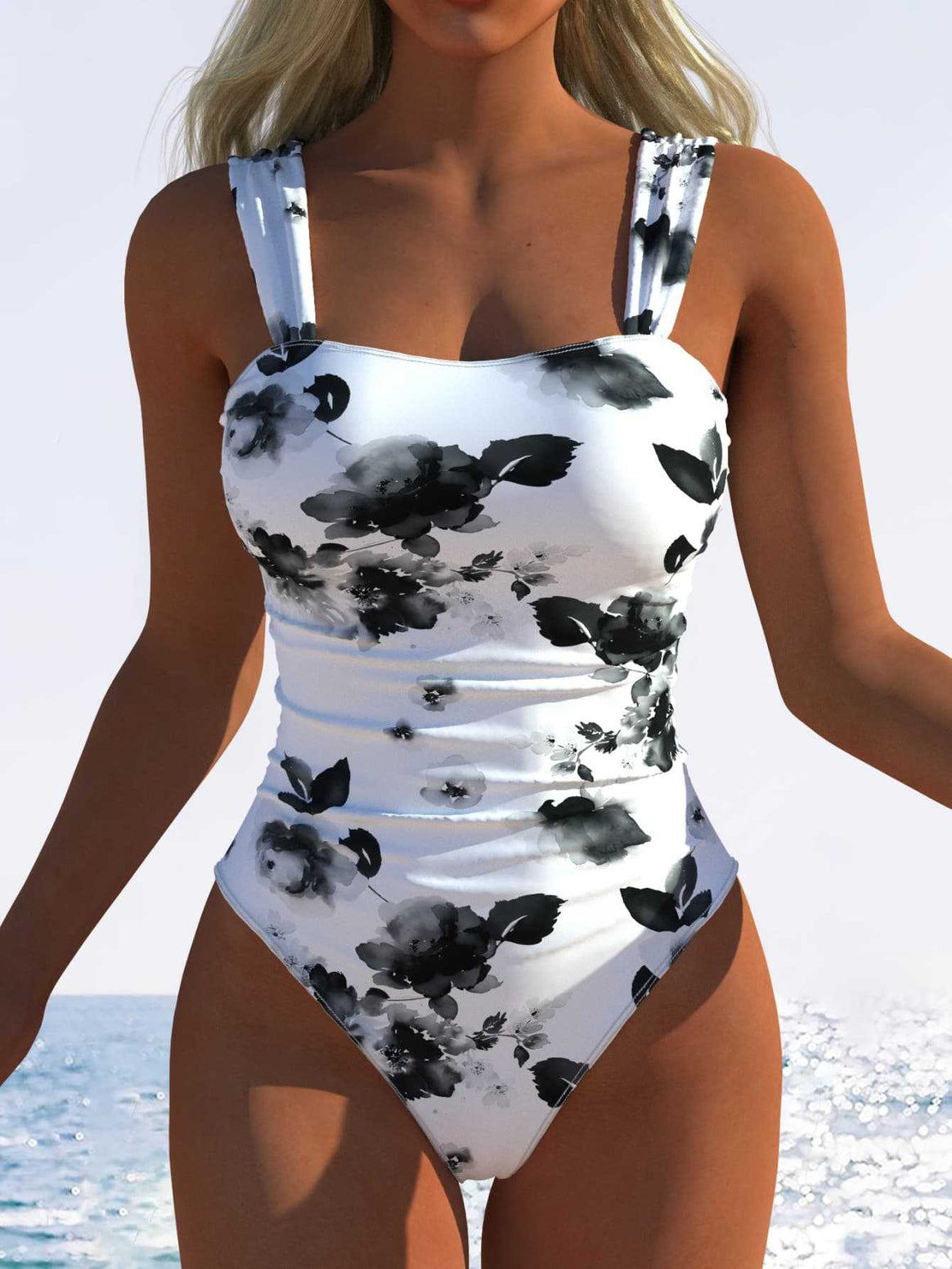 Ladies one-piece swimsuit with innovative animal print and high leg cut Mune Fashion