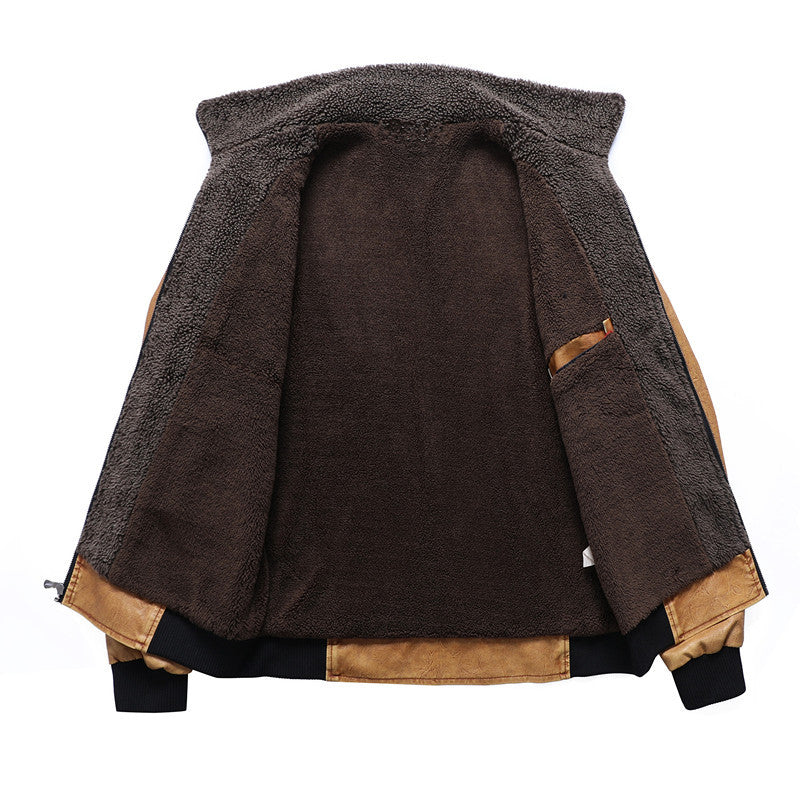 Men's faux leather blouson with Sherpa collar and thermo lining Mune Fashion