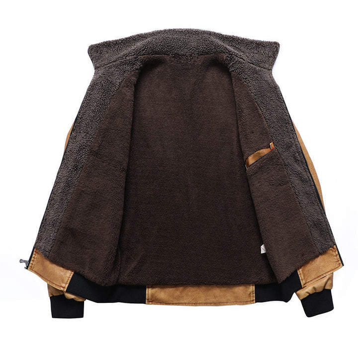 Men's faux leather blouson with Sherpa collar and thermo lining Mune Fashion