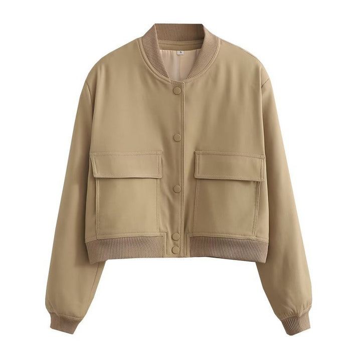 Women Sporty Short Jacket with Flap Pockets
