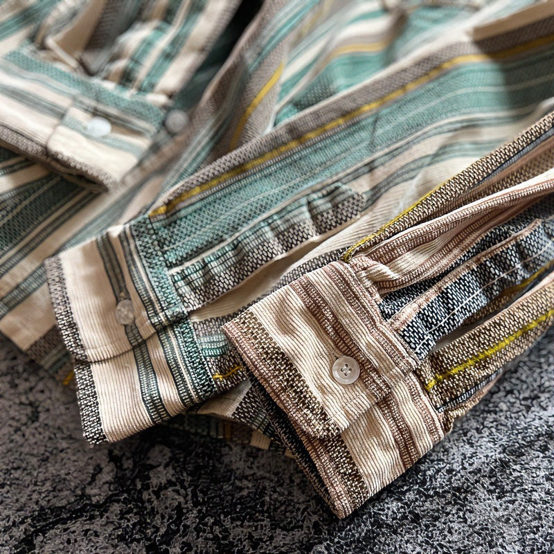 Unisex Oversized striped cotton blend shirt with chest pocket and relaxed fit Mune Fashion