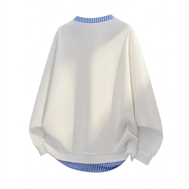 Men's Oversize Structure Sweatshirt with Shirt Layer Effect Mune Fashion