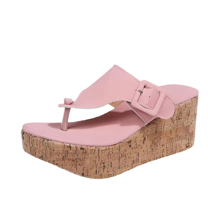 Women's wedge sandals with cork platform and adjustable buckle strap Mune Fashion