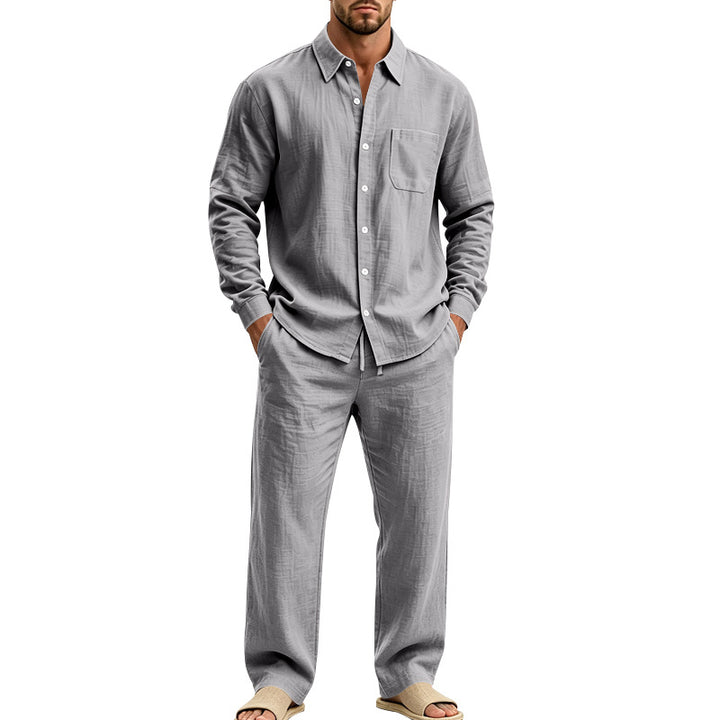 Men's Relaxed Linen Shirt and Wide Loungewear Pants Mune Fashion