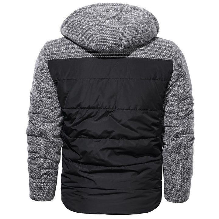 Men's hybrid winter jacket with quilted thermal insulation, knit sleeves, and Sherpa hood lining Mune Fashion