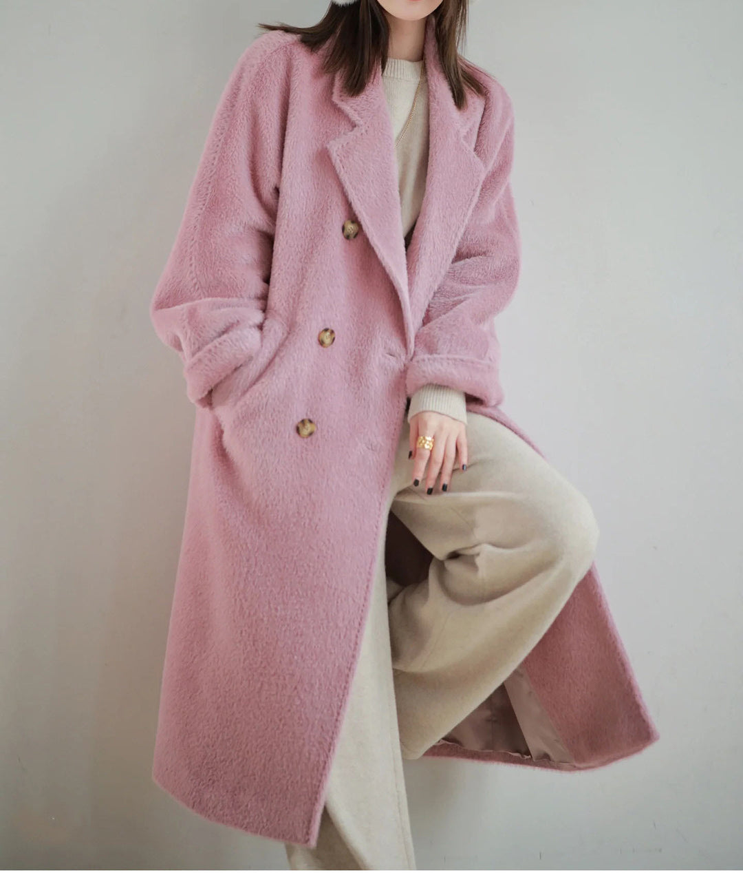 Women's stylish and elegant bouclé coat with double button placket Mune Fashion