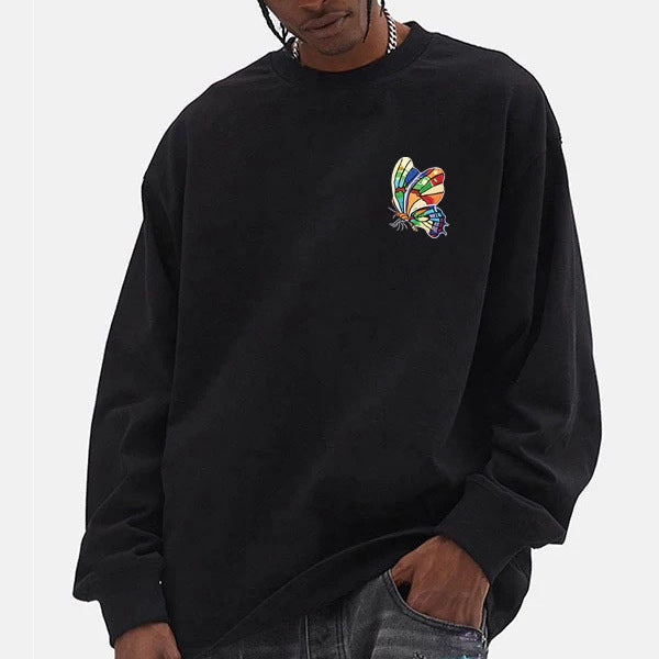 Men's Casual Oversized Sweatshirt with Colorful Butterfly Print Mune Fashion