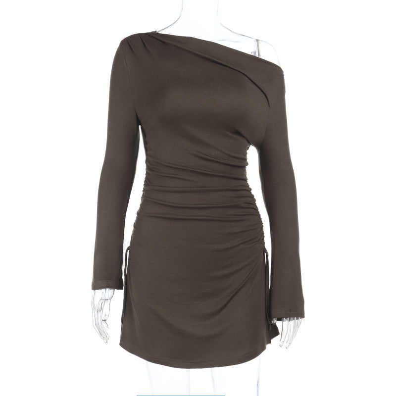 Damen One-Shoulder Minikleid mit seitlicher Raffung und figurbetonter Silhouette Mune Fashion