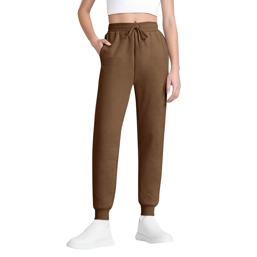 Women's slim high-waisted joggers with drawstring, side pockets, and cuffs Mune Fashion