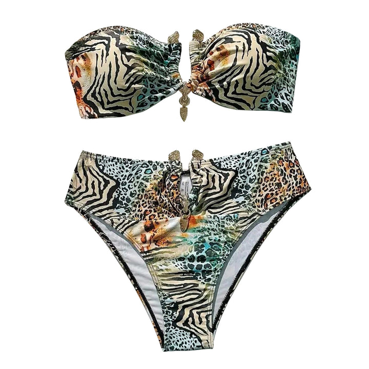 Women's bandeau bikini with animal print and decorative closure Mune Fashion