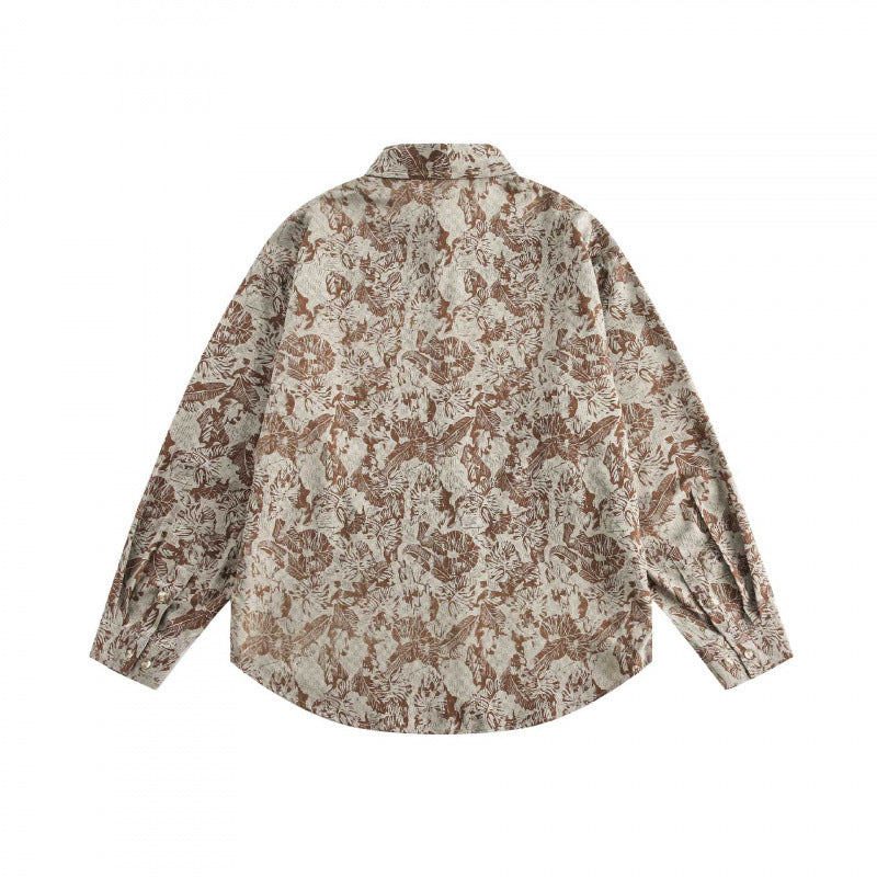 Unisex Oversize Shirt with floral jacquard pattern and rounded hem Mune Fashion