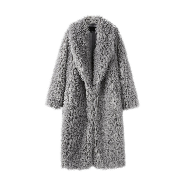 Women's Maxi Long Faux Fur Coat with Long Pile and Oversized Silhouette Mune Fashion