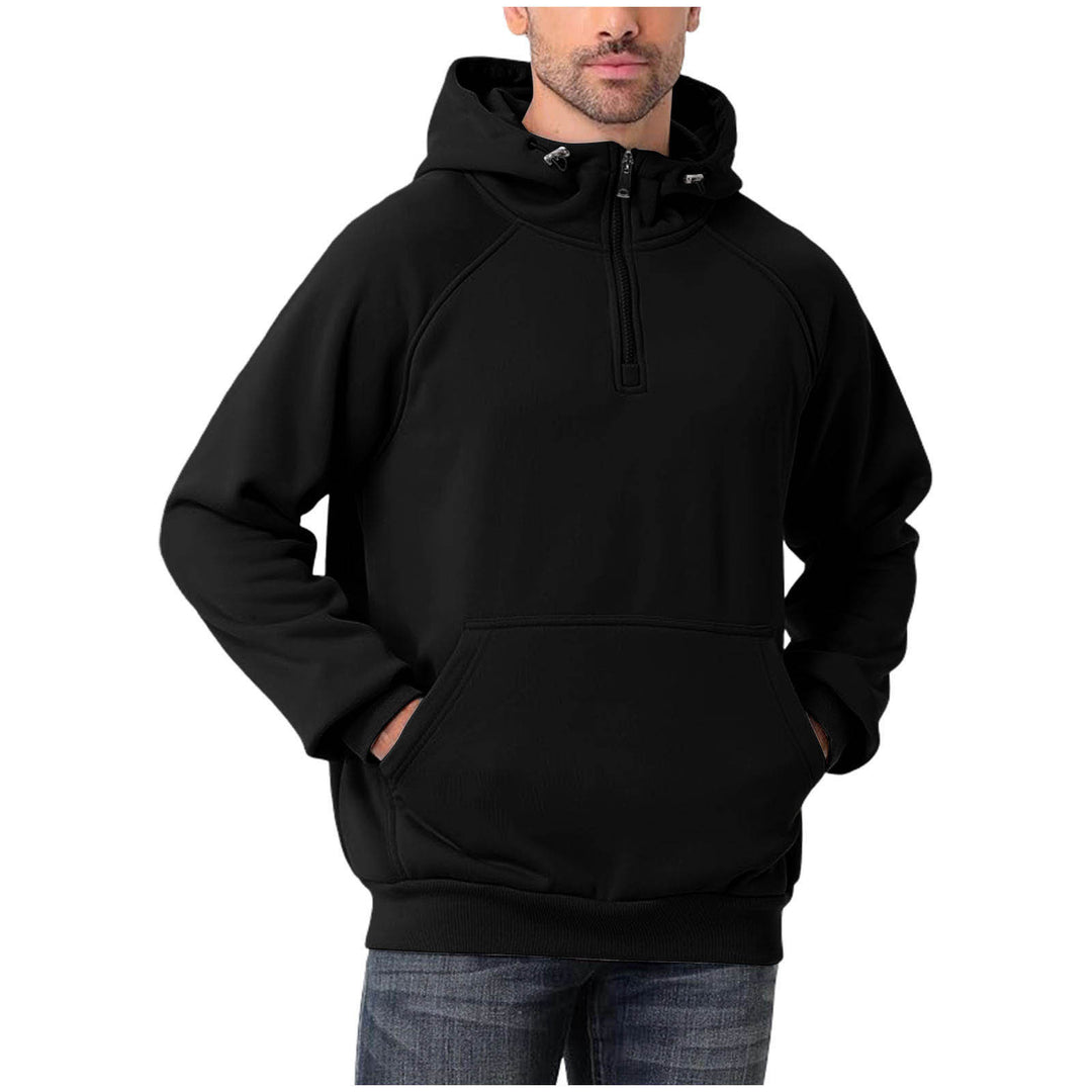 Men's half-zip hoodie with adjustable hood, kangaroo pocket, and raglan sleeves Mune Fashion