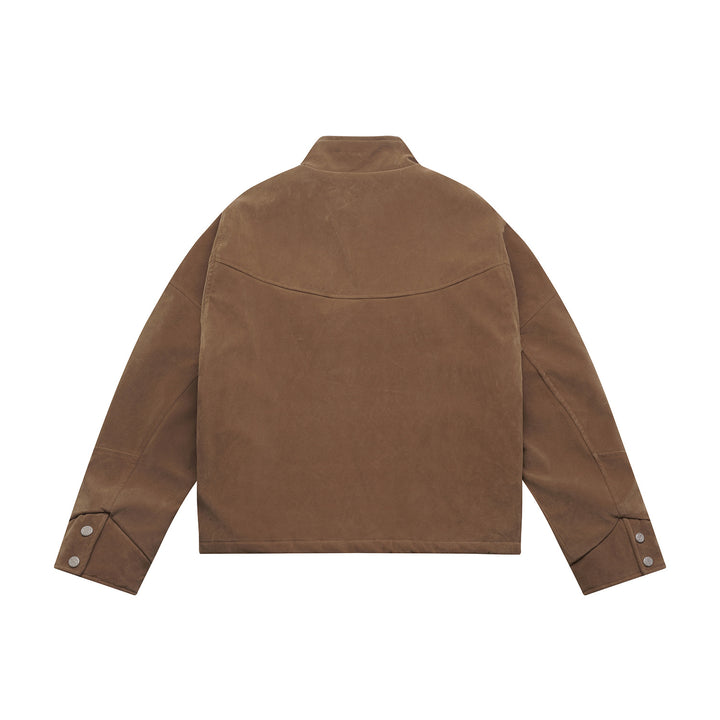 Men's short jacket made of velour suede with high collar and ergonomic seam design Mune Fashion